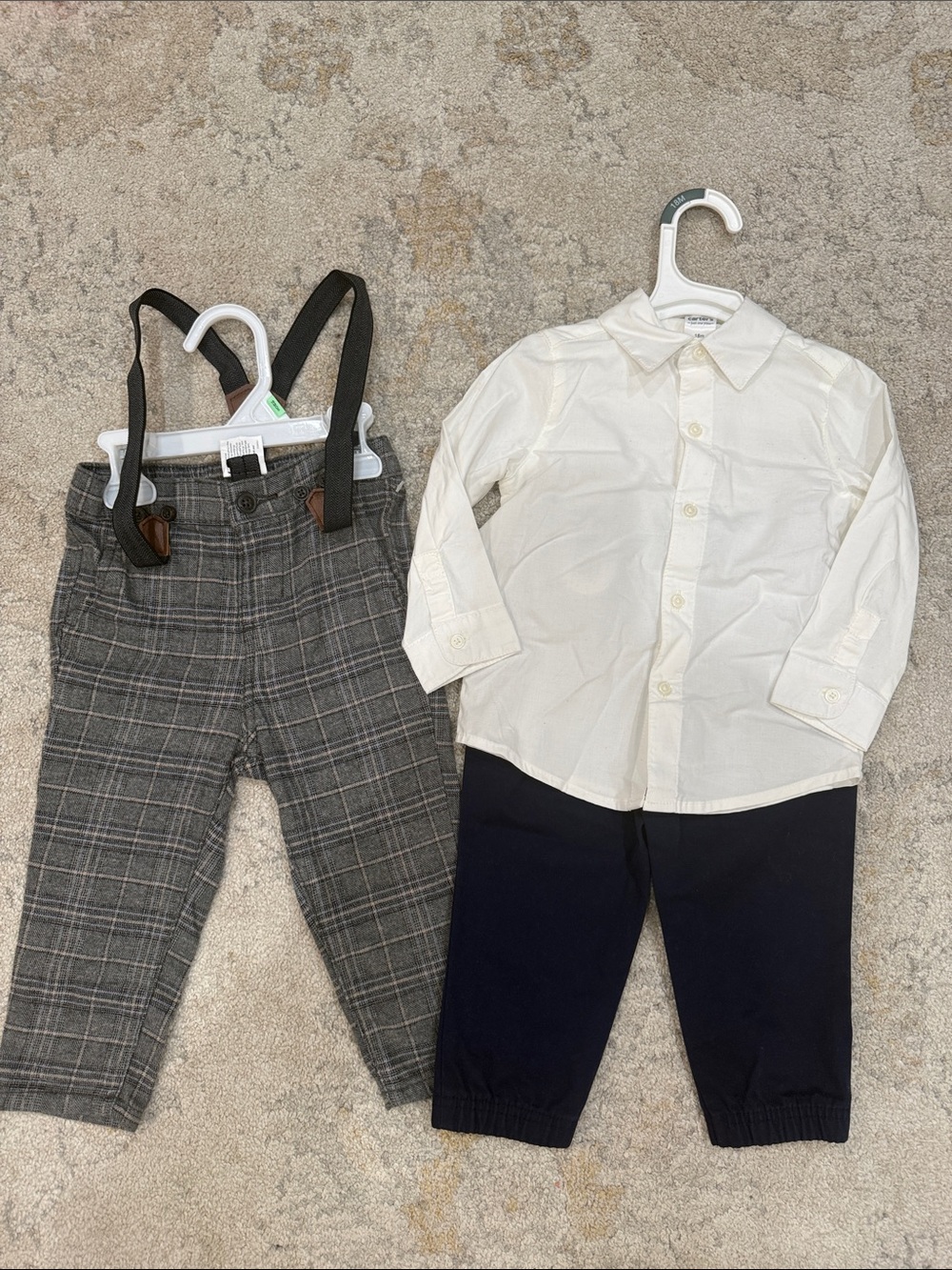 NEW-no tags Carters- dress pants & White button down with navy pants